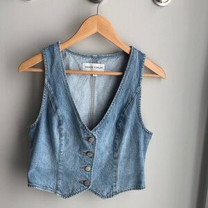 Denim Forum Light Blue Button-Up Crop Top